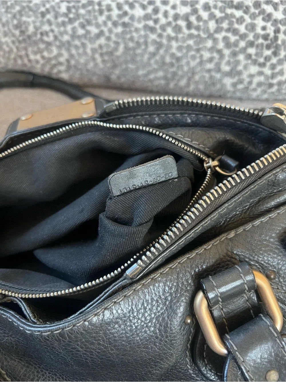 Chloe Paddington Black Leather Handbag with Gold Accents
